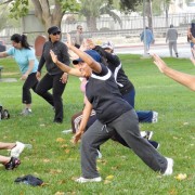 Participants of the '100 Citizen Fitness Program' warm up at the San Fernando Recreational Center. The program aims to bring awareness of diabetic and physical inactivity issue to low income communities. Photo Credit: Katherine O'Neill/ Daily Sundial