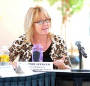 USU Board Meeting Director Sally Spencer, faculty representative, discusses the benefits from implementing gender neutral restrooms during USU board meeting Monday. Photo Credit: Katie Grayot / Daily Sundial