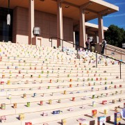 clothing and food drive Canned foods and books sit on the steps in front of the Oviatt Library. The Unified We Serve volunteer program collected around 16,000 items in this years 3rd annual CSUN Campus clothing and food drive. Thursday, Nov. 17. Photo Credit: Andres Aguila / Daily Sundial