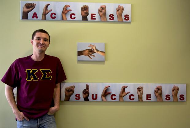 Spencer Logan is a junior and is in the Fraternity Kappa Sigma. He and his fraternity brothers have an affinity for deaf studies. Photo credit by Ivanna Valdivia/Contributor