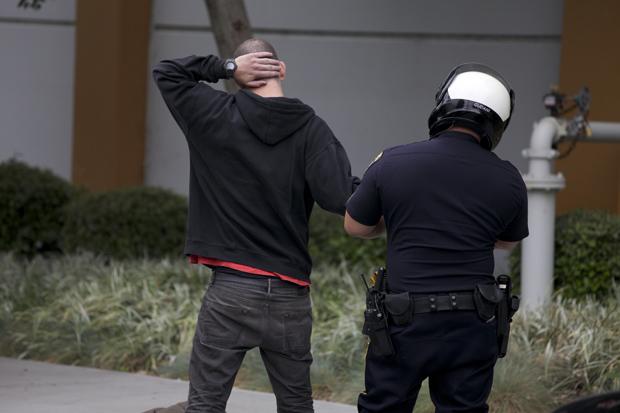 CSUN police detained four suspects that fit the description provided to officers. They were later released. Photo credit Loren Townsley/ Photo Editor