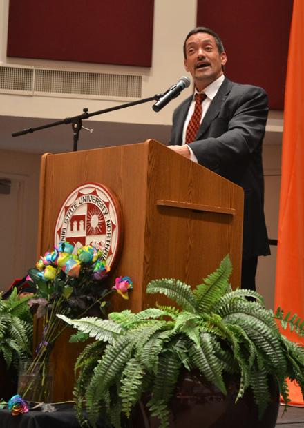 John J. Duran, mayor of West Hollywood, was the featured guest speaker at Rainbow Graduation. Duran spoke of his trials and tribulations of being a gay man and LGBTQ advocate in the 80's and how his education played a pivotal role.  Photo credit: John Saringo-Rodriguez / Photo Editor