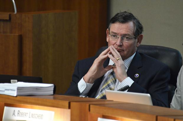 CSU chancellor Timothy P. White listens to a presentation at the CSU Board of Trustees meeting on Nov. 4.  Photo credit: Alex Vejar / Daily Sundial