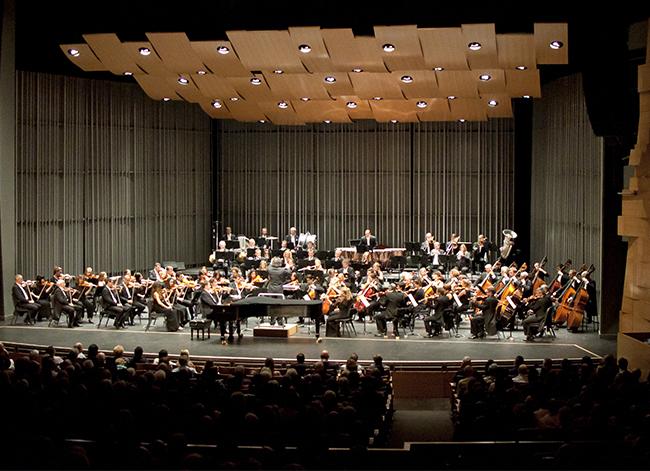 The London Philharmonic orchestra conducted by Vladimir Jurowski and played with a distinguished pianist Jean-Efflam Bavouzet on Friday, Oct. 10, 2014 at the Valley Performing Arts Center in Northridge, Calif. Photo Credit: David J. Hawkins/ The Sundial