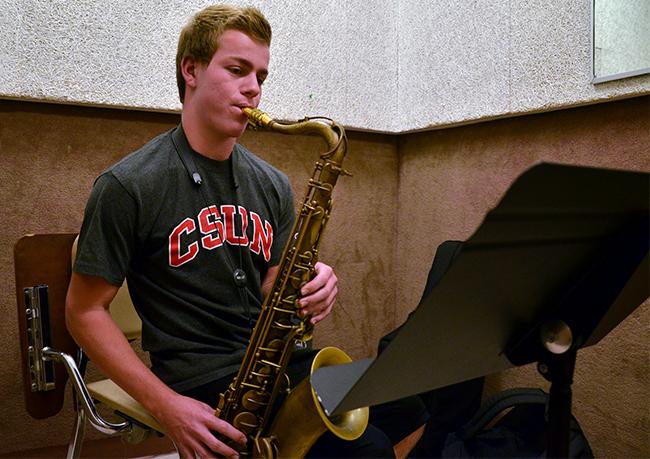 Jordan Leicht, a freshman jazz major practices on his own for about two and a half hours a day, not including rehearsals. He has his own combo band and participates in a big jazz band as well. Photo Credit: Vince Nguyen/ The Sundial