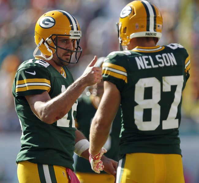 Green Bay Packers quarterback Aaron Rodgers (left) and wide receiver Jordy Nelson (right) are among this week's Thanksgiving Fantasy Football Picks. Photo courtesy of Tribune News Services.