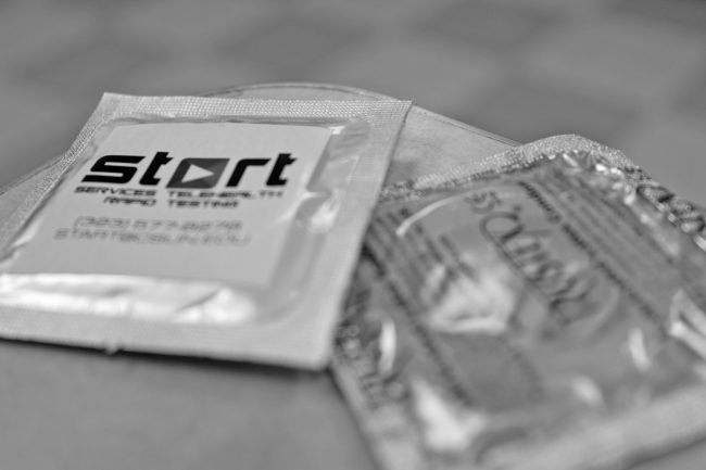 Free condoms are available at various campus locations, including the Klotz Health Center, the Living Well Lounge and through the START (Services Telehealth and Rapid Testing) program. Photo illustration: Araceli Castillo