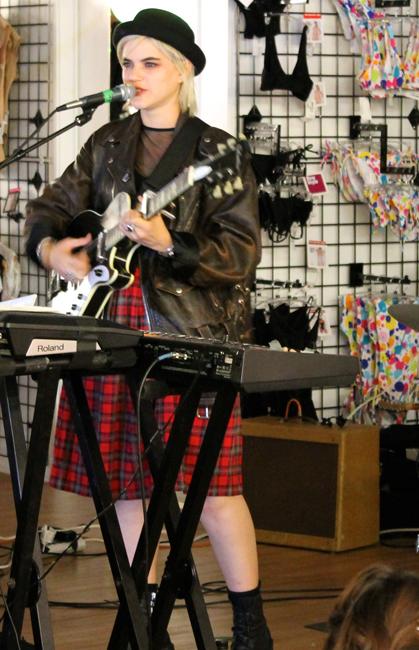 Soko performing "Dreams Dictate My Reality," the title track off her upcoming record to a young, eclectic audience at American Apparel on Melrose. Photo: Demi Corso/The Sundial