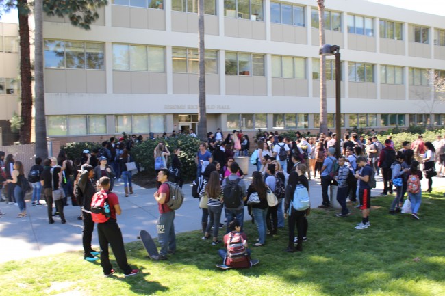 Jerome Richfield Hall was the scene of an apparent fire drill on Wednesday March 9. Photo credit: James Fike