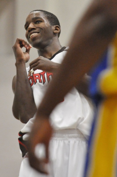 Lenny Daniel reacts after he scores a free throw in the second half.