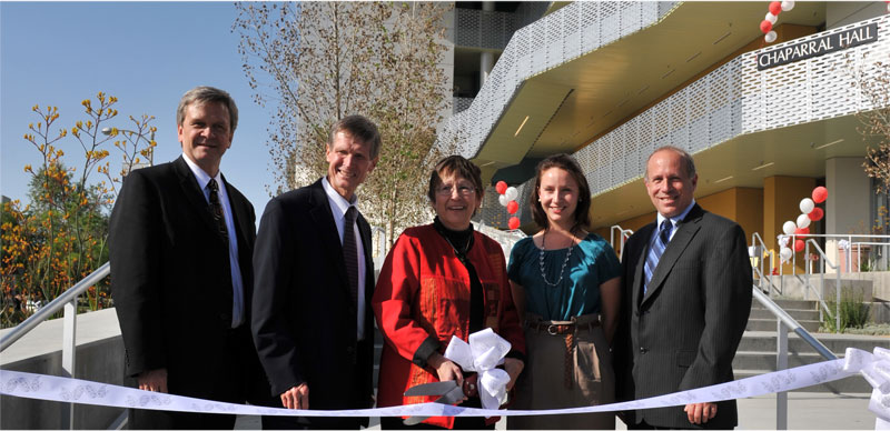 Ryan Hecksel / Staff Photographer CSUN President Jolene Koester and representatives from CannonDesign officially dedicate CSUN’s newest science building, Chaparral Hall. 