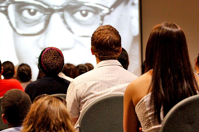 Students viewed a short documentary about how The Rev. James Lawson helped bring the Civil Rights Movement to light. Photo Credit: Patrick Dilanchian / Contributing Photographer 