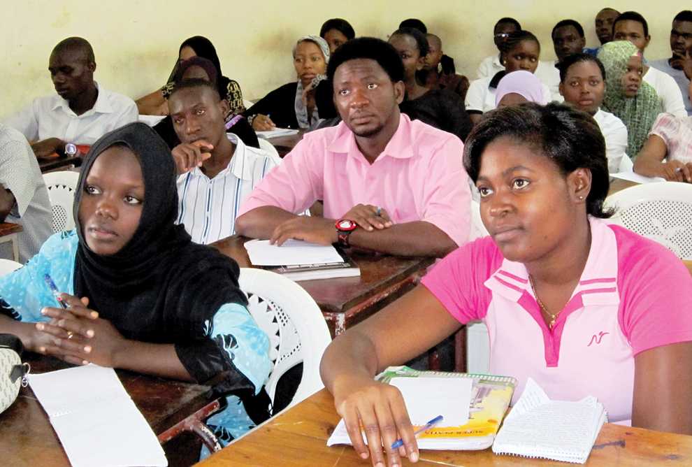 Students of the Dar es Salaam School of Journalism in Tanzania listen to Dr. Mitchell speak. Photo Credit: Courtesy of Robert Quiroz