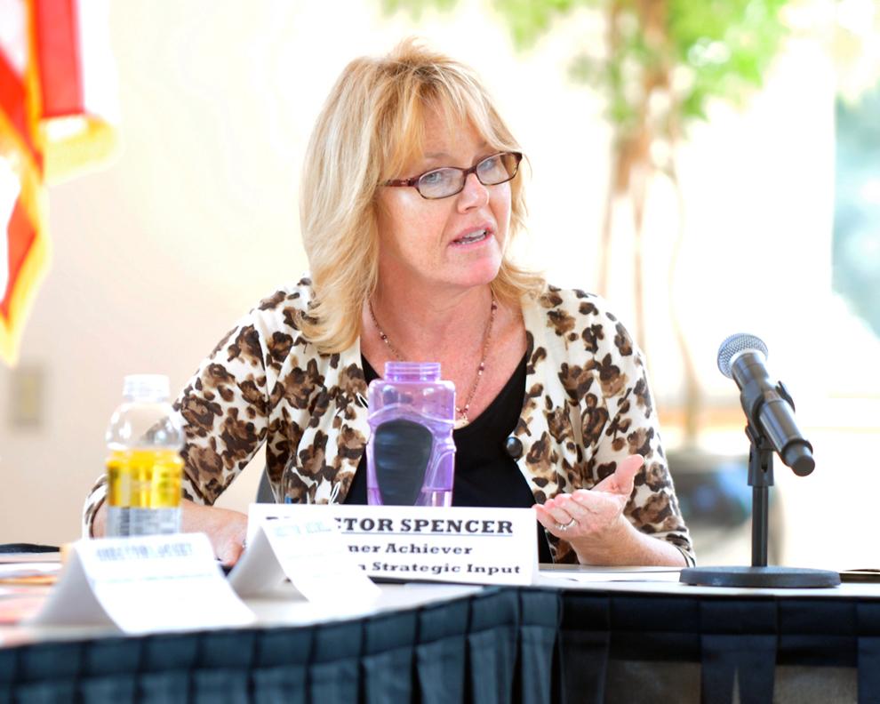 Director Sally Spencer, faculty representative, discusses the benefits from implementing gender neutral restrooms during USU board meeting Monday. Photo Credit: Katie Grayot / Daily Sundial