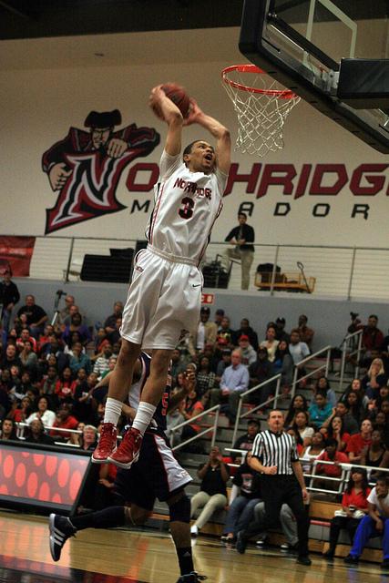 Stephan Hicks scored a career-high 26 points in CSUN's 76-68 victory over Cal State Bakersfield Saturday night. Photo Credit: Daniel Hoyos / Contributing photographer