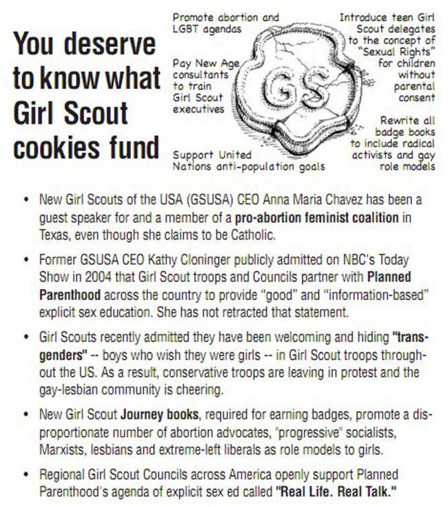 Discriminatory flyer outlining reasons to boycott Girl Scout cookies went viral on Facebook
