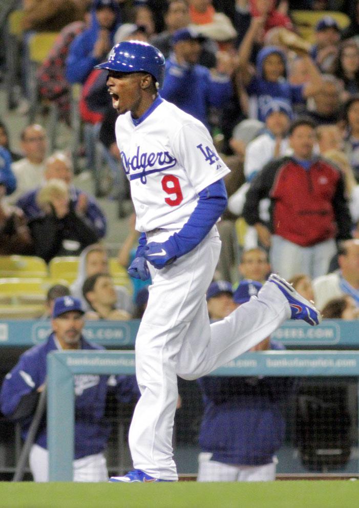 Dodger Dee Gordon runs to home plate after a Juan Rivera single in the seventh inning against the Pirates at Dodger Stadium last Wednesday. The Dodgers, along with every other Los Angeles team, are currently having a remarkable season. Courtesy of MCT.