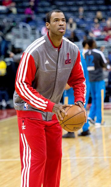 Center Jason Collins warms up before a game as a member of the Washington Wizards. Photo courtesy of MCT