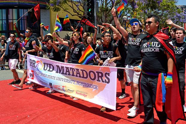 CSUN students and Pride Center staff celebrate diversity by marching in the Los Angeles pride parade in June. Photo credit: John Saringo-Rodriguez / Photo Editor
