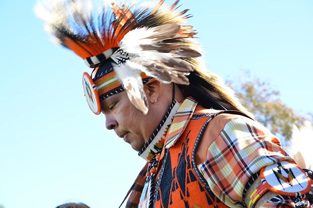 American Indian dancers and singers wore their intricately patterned garb and gave traditional performances for the hundreds of spectators who attended the powwow on Saturday. Photo credit: John Saringo-Rodriguez / Photo Editor