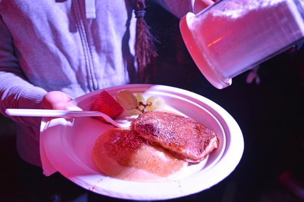 Pancakes and assorted fruit were served at the Nightmare Before Christmas themed "Final Flip" event hosted by Associated Students on Wednesday evening. Photo credit: John Saringo-Rodriguez / Photo Editor