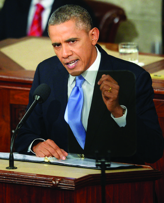 President Barack Obama delivers his State of the Union speech during a joint session of Congress on Capitol Hill in Washington, D.C., Tuesday, January 28, 2014. (Olivier Douliery/Abaca Press/MCT)