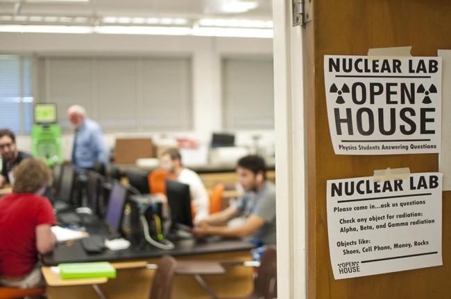 Students test items in radiation lab on campus