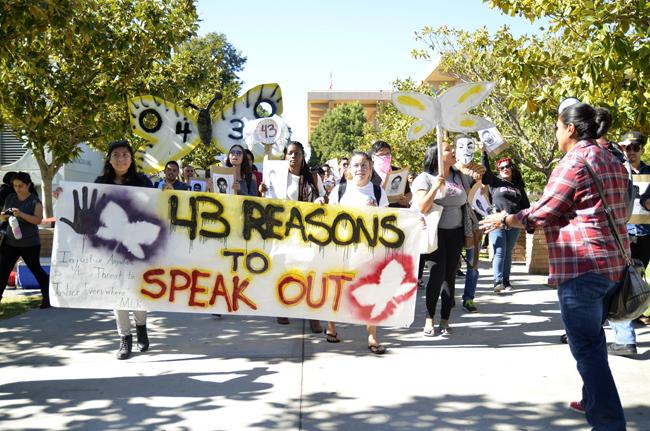 Dozens of students march and protest on Thursday, Nov. 6, 2014 at CSUN. Photo Credit: Alex Vejar/ The Sundial