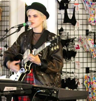 Soko performing Dreams Dictate My Reality, the title track off her upcoming record to a young, eclectic audience at American Apparel on Melrose. Photo: Demi Corso/The Sundial