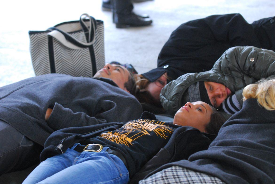 Members of the CSUN chapter of the Black Student Union lie on the ground in protest of the killing of Michael Brown, who was shot by Ferguson police officer Darren Wilson. On Nov. 24, a grand jury decided not to indict Wilson in the shooting of the unarmed teenager.