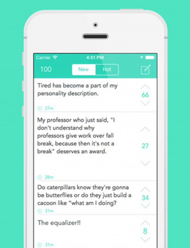 Yik Yak allows college students to anonymously post messages about their anxieties, complaints and general observations. (Photo courtesy iTunes App Store/TNS)