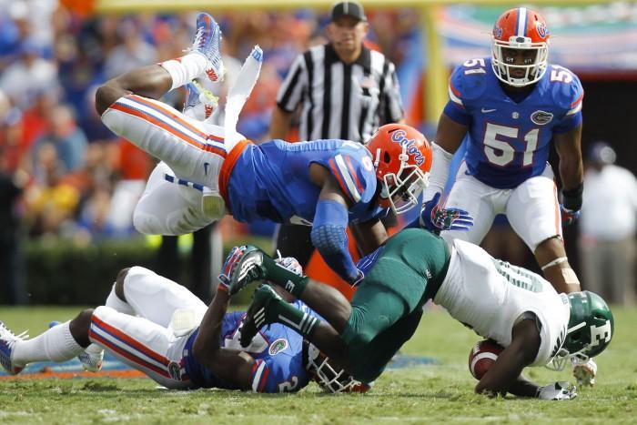 Florida Gators defensive lineman Dante Fowler Jr. was among the few that impressed at the NFL Combine last week as college athletes showcased their talents to NFL scouts. Photo courtesy of TNS.