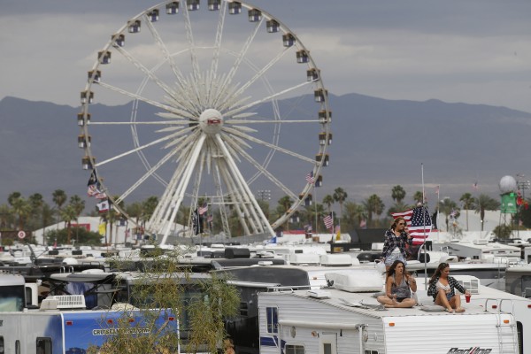 Country music fans sit on top of their RV in the RV Resort during day two of the Stagecoach Country Music Festival on Saturday, April 25, 2015, at the Empire Polo Club in Indio, Calif. (Allen J. Schaben/Los Angeles Times/TNS)