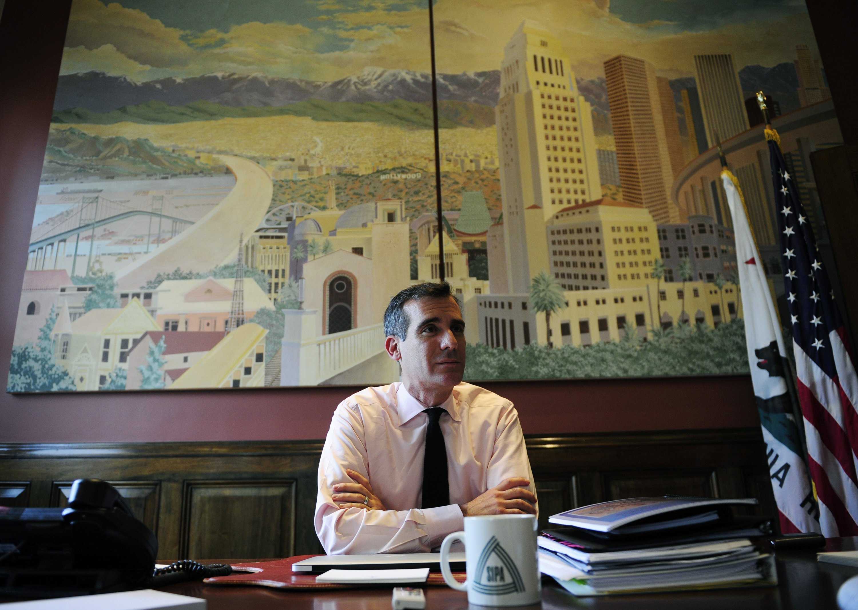 Mayor Eric Garcetti of Los Angeles sits in his office on July 9, 2013. (Susannah Kay/Los Angeles Times/MCT)