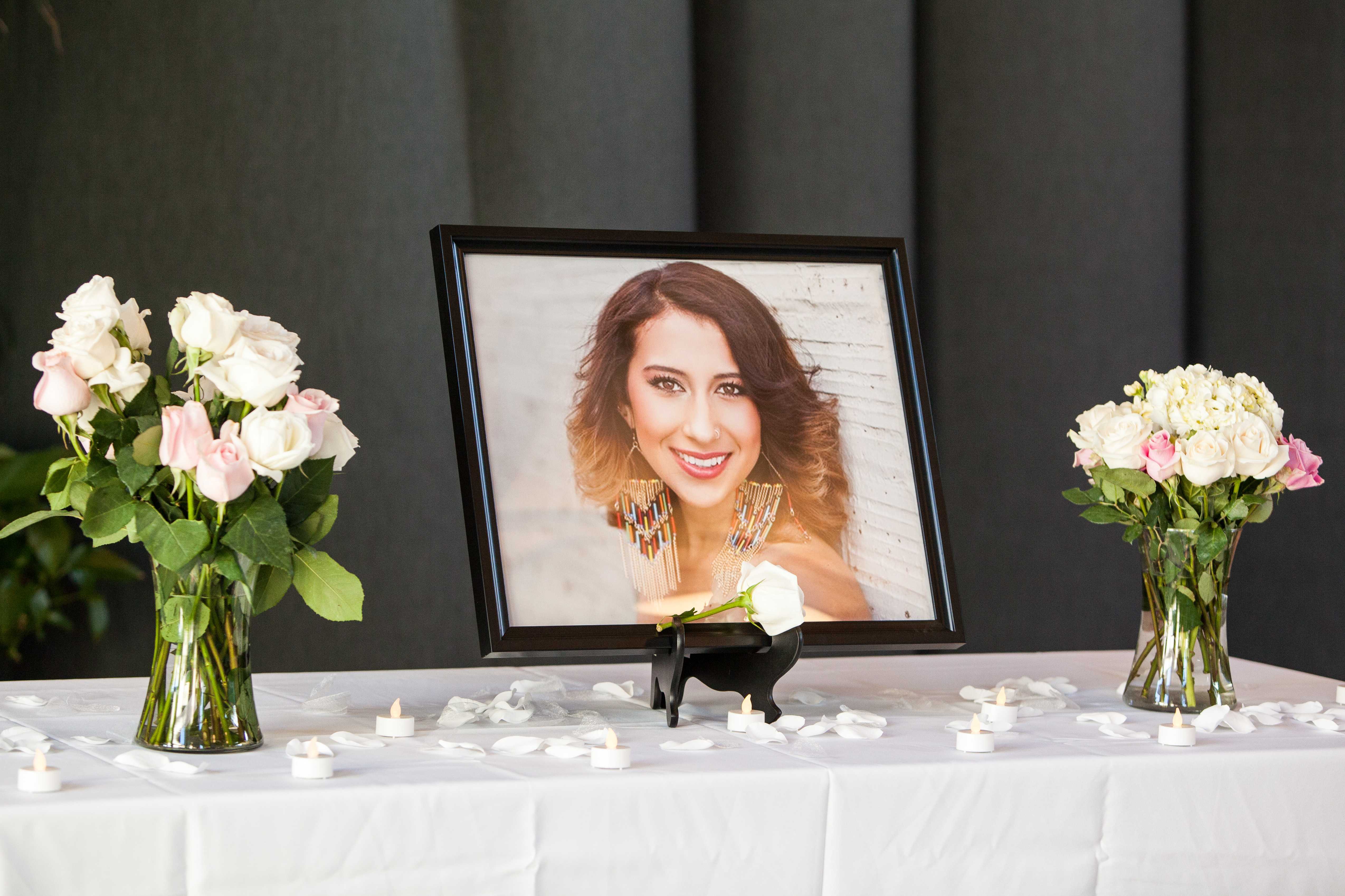 A photo of Desirae Crittenden at the memorial service; nearly 200 people were in attendance, including friends, family and students. The service was held at the CSUN Grand Salon on Wednesday, June 24, 2015.