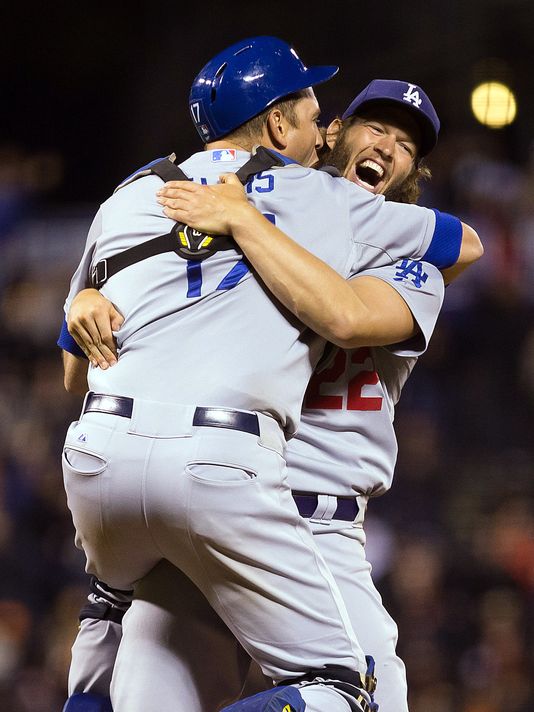 Two+Dodgers+celebrate+together.