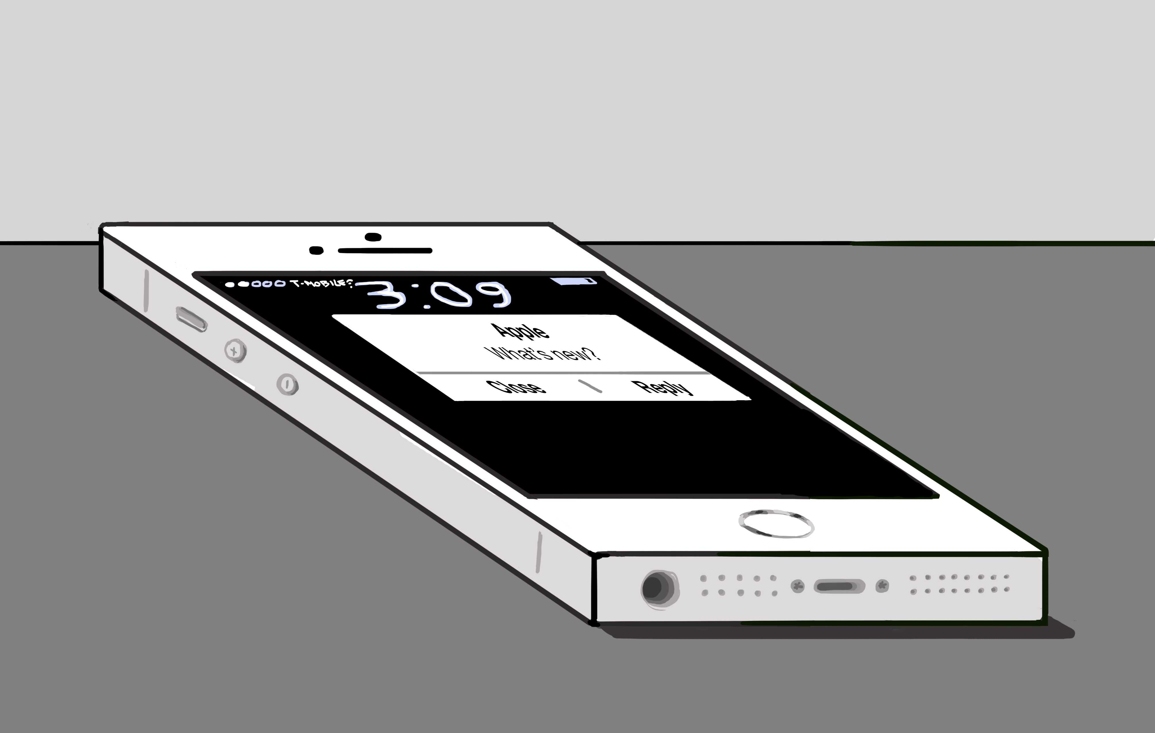 Illustration by Julienne Shih / Illustrator

Image shows a drawing of an Iphone with a message that reads, Whats New?