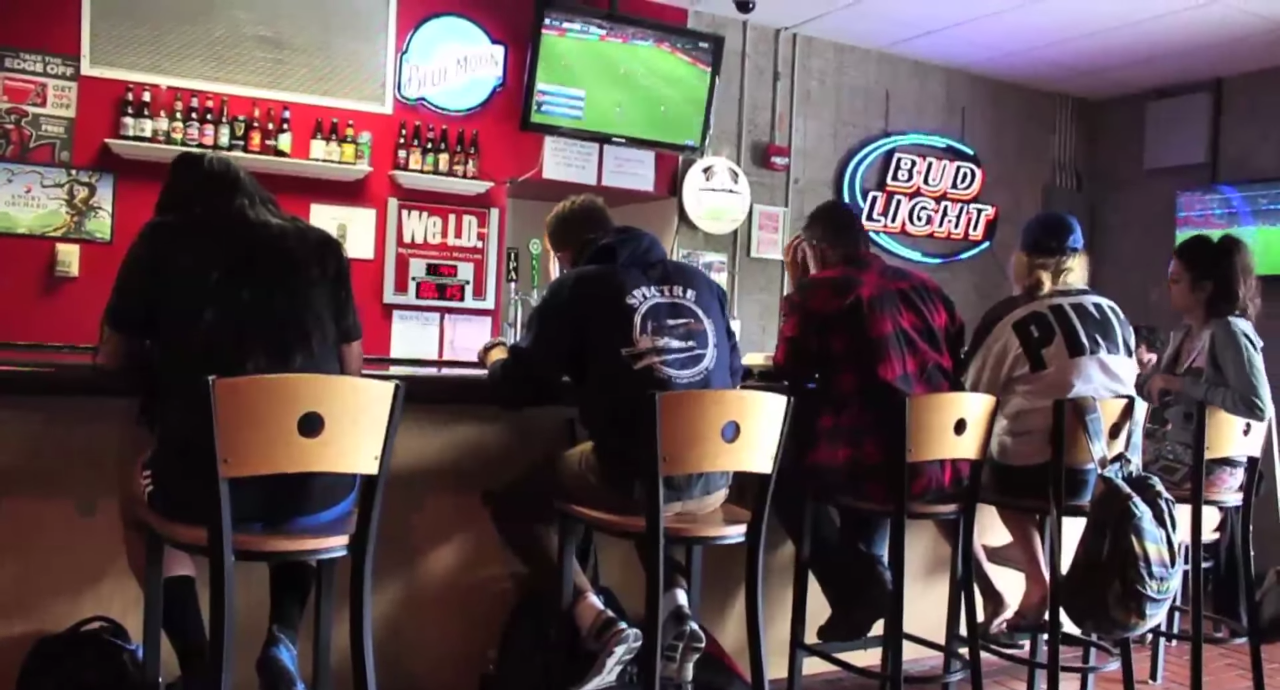 Students made their way to The Pub to watch their favorite European teams play soccer. (Photo credit / Halie Cook)