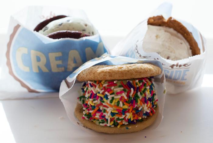 Cream offers a variety of cookies, ice cream and toppings to create your own cookie ice cream sandwich. (Michelle Moran / The Sundial) Photo credit: Michelle Moran