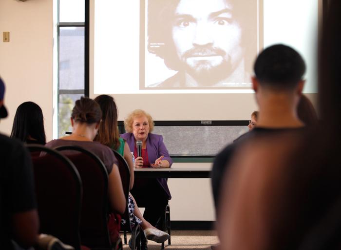 Linda Deutsch teaches to a group of students at CSUN.