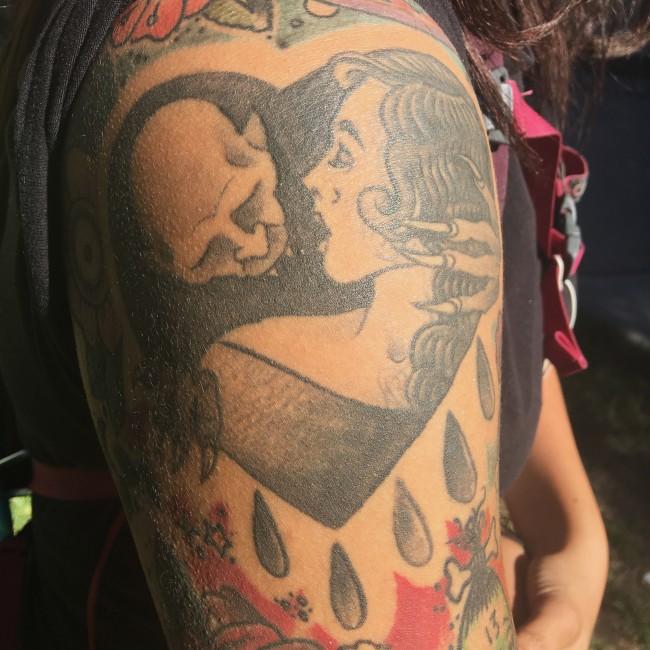 A CSUN student shows off her Nosferatu tattoo.