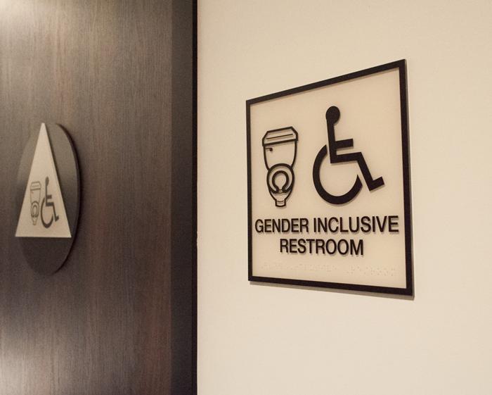A gender inclusive restroom can be found inside the Oasis Center as well as throughout the CSUN campus allowing any and every gender to use the restroom. (Raul Martinez / The Sundial)