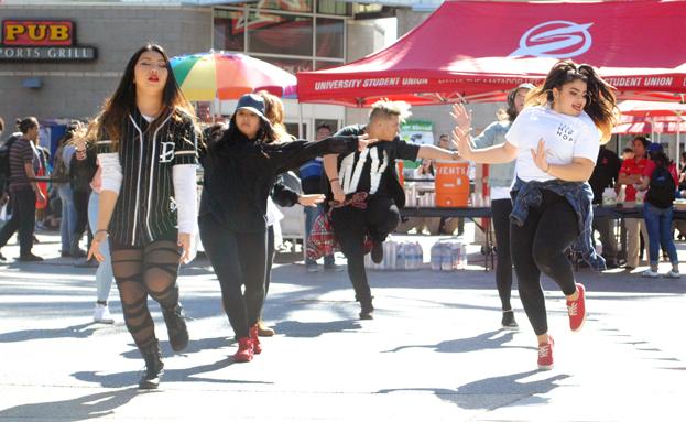 CSUN dance crew Fasmode performs at the Spring Kick- Off event at the Plaza del Sol on Jan. 28, 2016. (Angel Silva / The Sundial) 