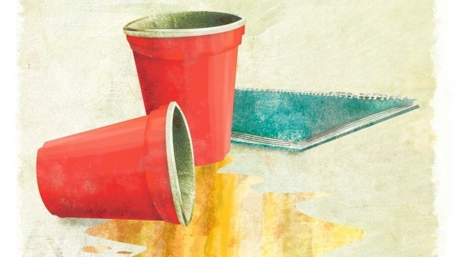 Painting of tipped over beer cups