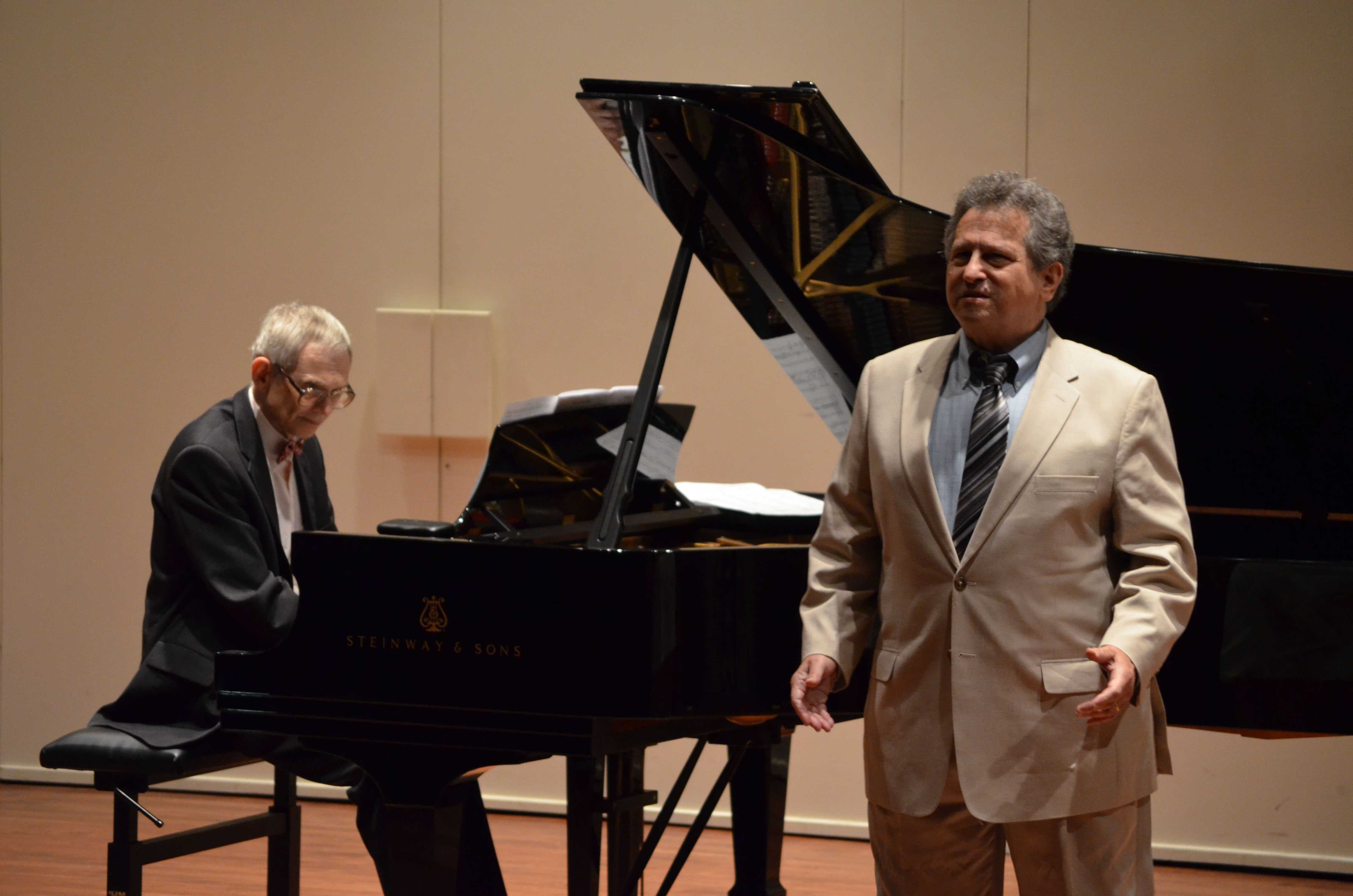 Tenor singer Lawrence Bakst (right) accompanied Zimdars (left) on stage for their performance of von Sabinin’s work. (Anthony Martinez/The Sundial)