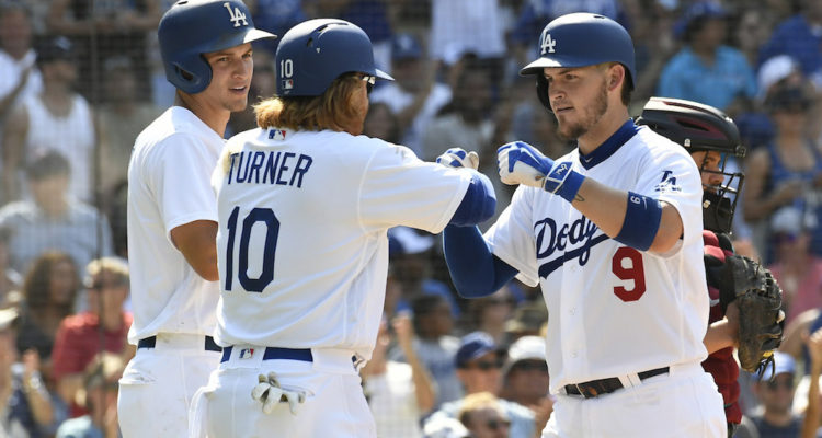 dodgers celebrate with fist-bump
