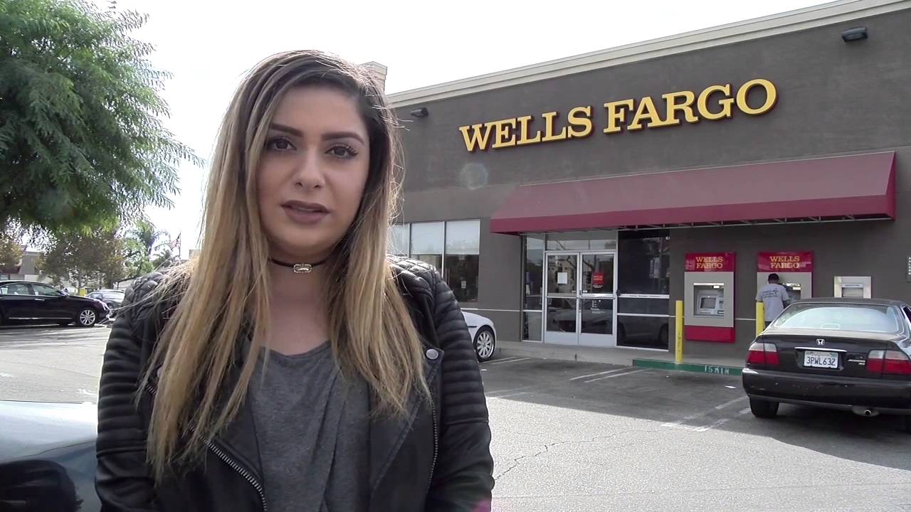 Reporter shown at Wells Fargo bank