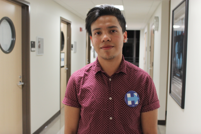 Manny Velazquez, a 23-year-old history major and Hillary Clinton supporter—“I think [Hillary Clinton] is going to come out on top. The part that scares me is what happens the day after the election when Donald Trump loses?” Photo credit: Robert Spallone