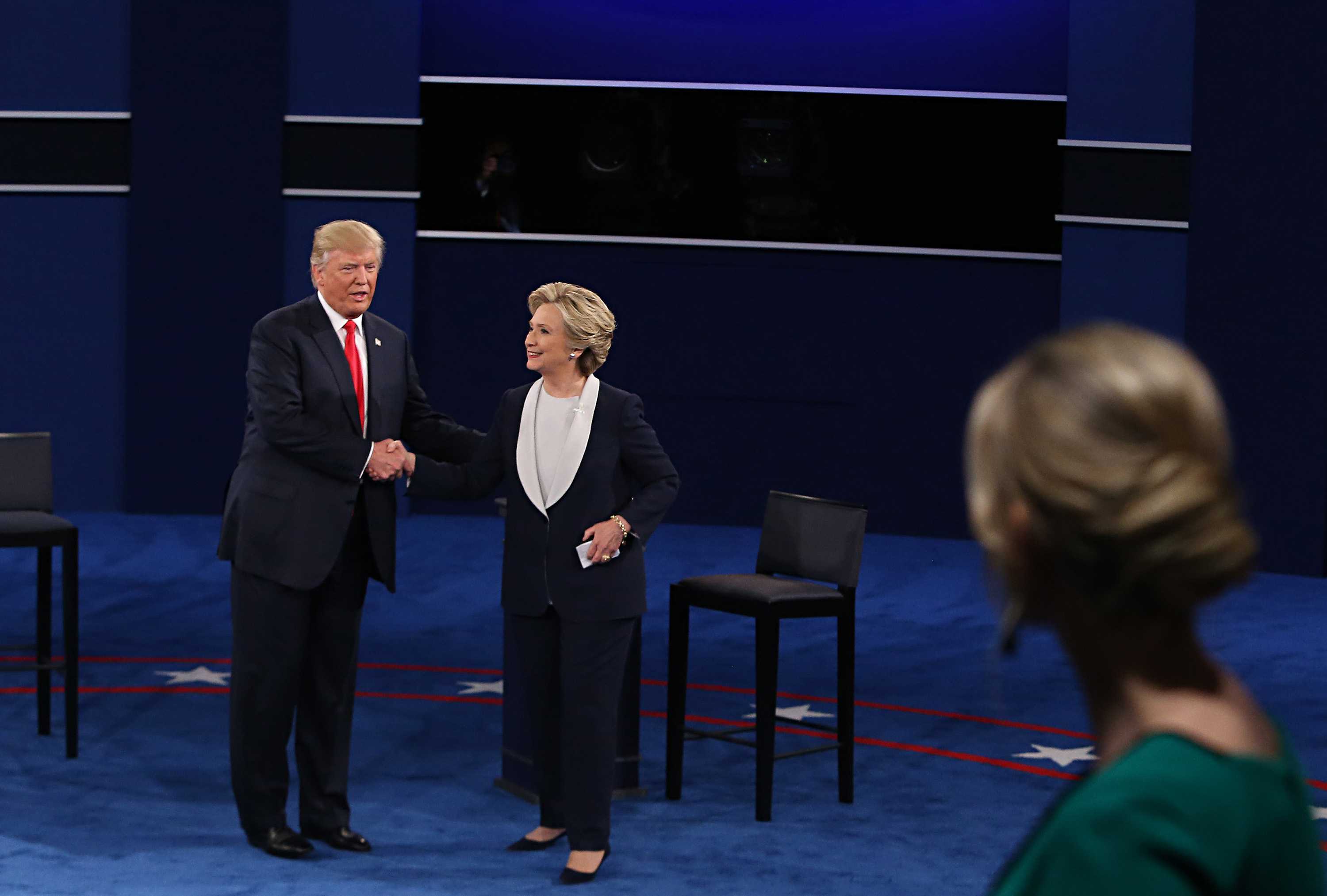 Trump and Clinton shake hands after debate