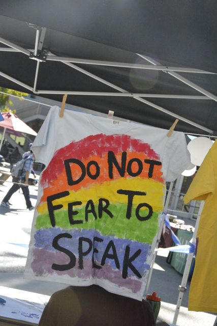 "Do Not Fear To Speak" shirt made as part of Project Date's clothesline project. Photo credit: Samantha Gullikson